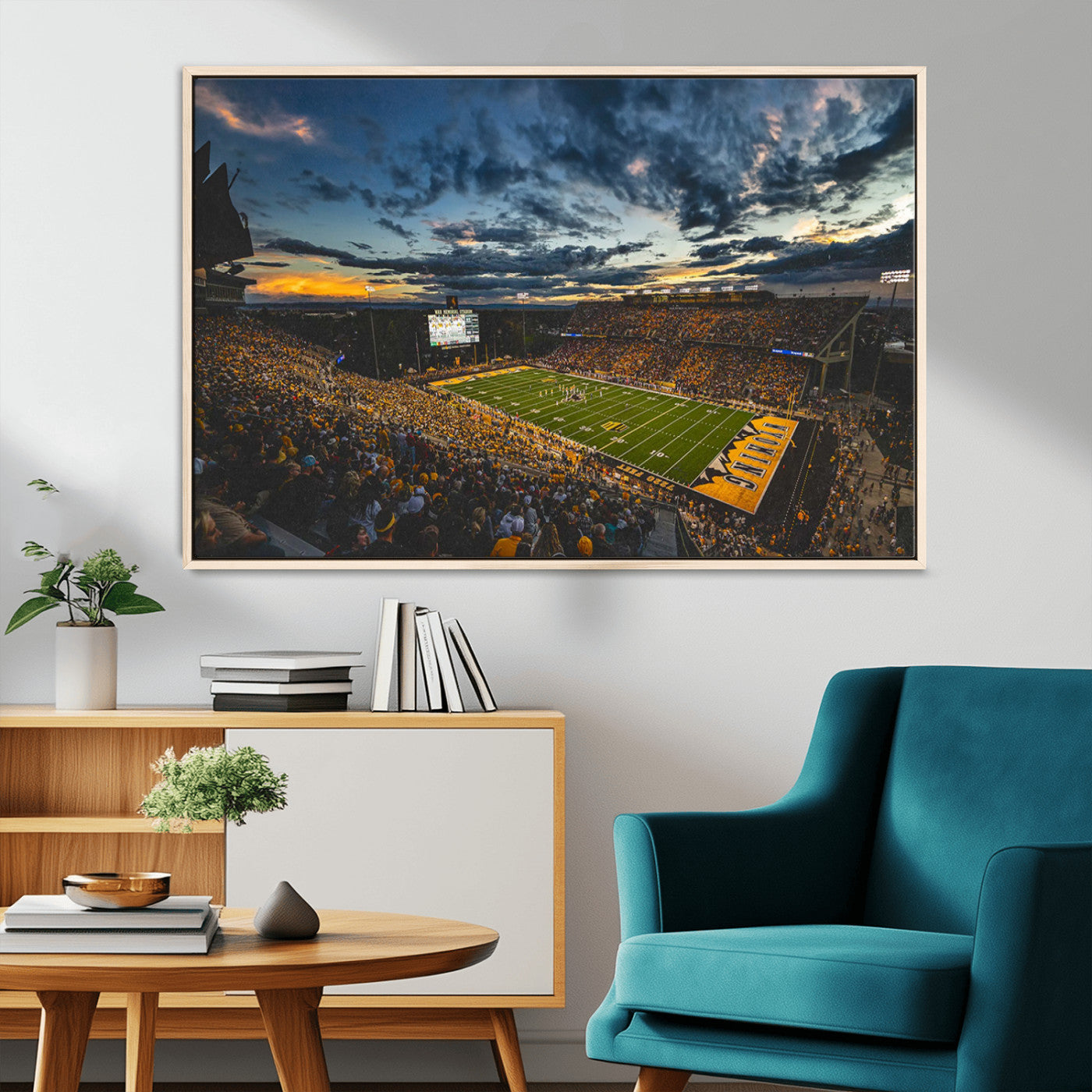 61020-MGV-CV-36X24-University of Wyoming Cowboys Football Team Print - Laramie War Memorial Stadium Wall Art Canvas