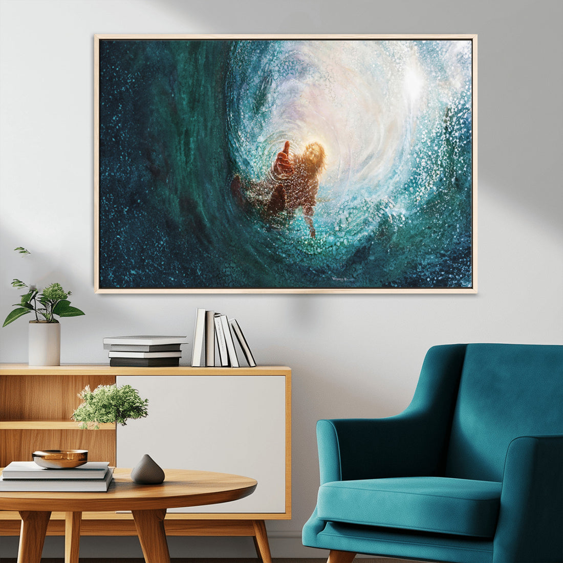 Powerful Jesus Canvas Print, Hand of Salvation Inspirational Wall Art