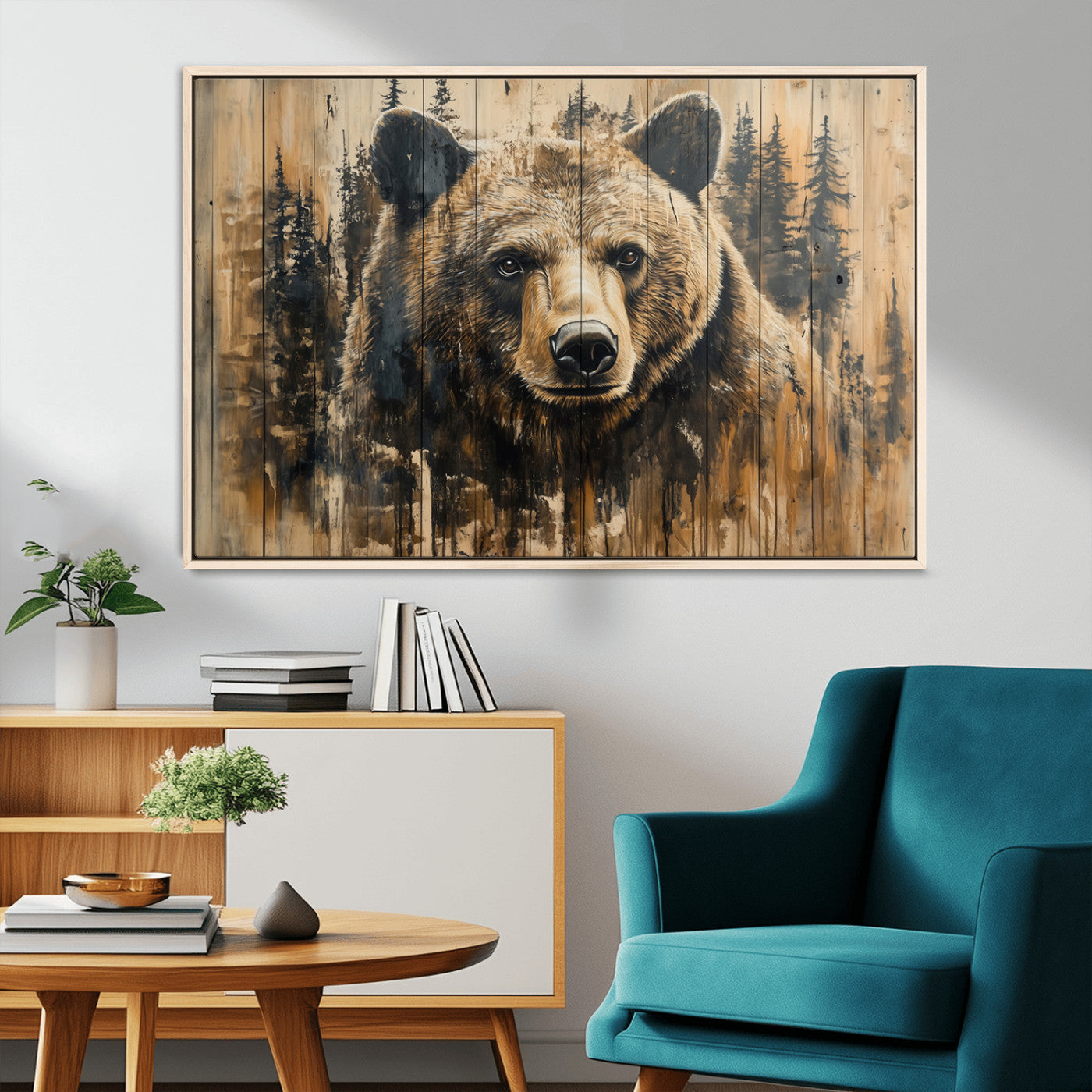 41362-MGV-CV-36X24-Majestic Grizzly 399 Bear Wall Art | 3-Panel Rustic Canvas Print for Living Room, Office, or Cabin