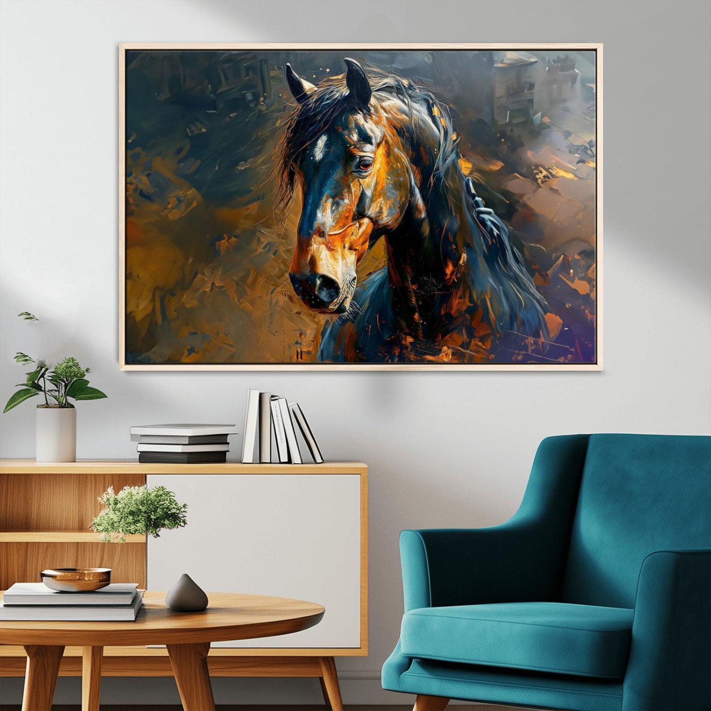29909-MGV-CV-36X24-Abstract Horse Wall Art Canvas Print | Farmhouse Wall Decor | Western Cabin Art | Rustic Horse Decor