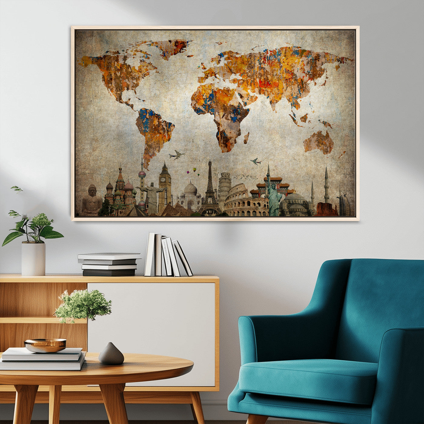 54918-MGV-CV-36X24-Push Pin World Map Canvas Print – Travel Tracker Wall Art for Couples, Perfect Anniversary Gift for Home or Office Decor