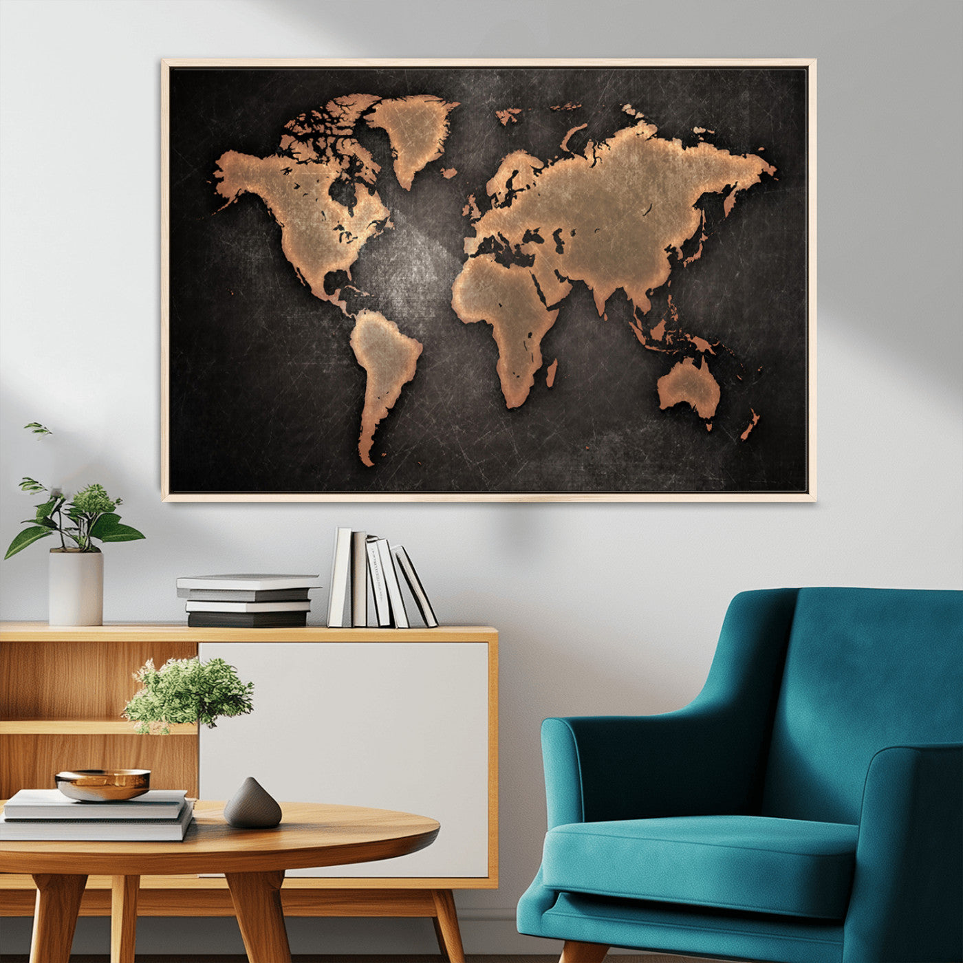33739-MGV-CV-36X24-Push Pin World Map Canvas Print – Framed Travel Map Wall Art for Couples, Anniversary Gift, Modern Home or Office Decor