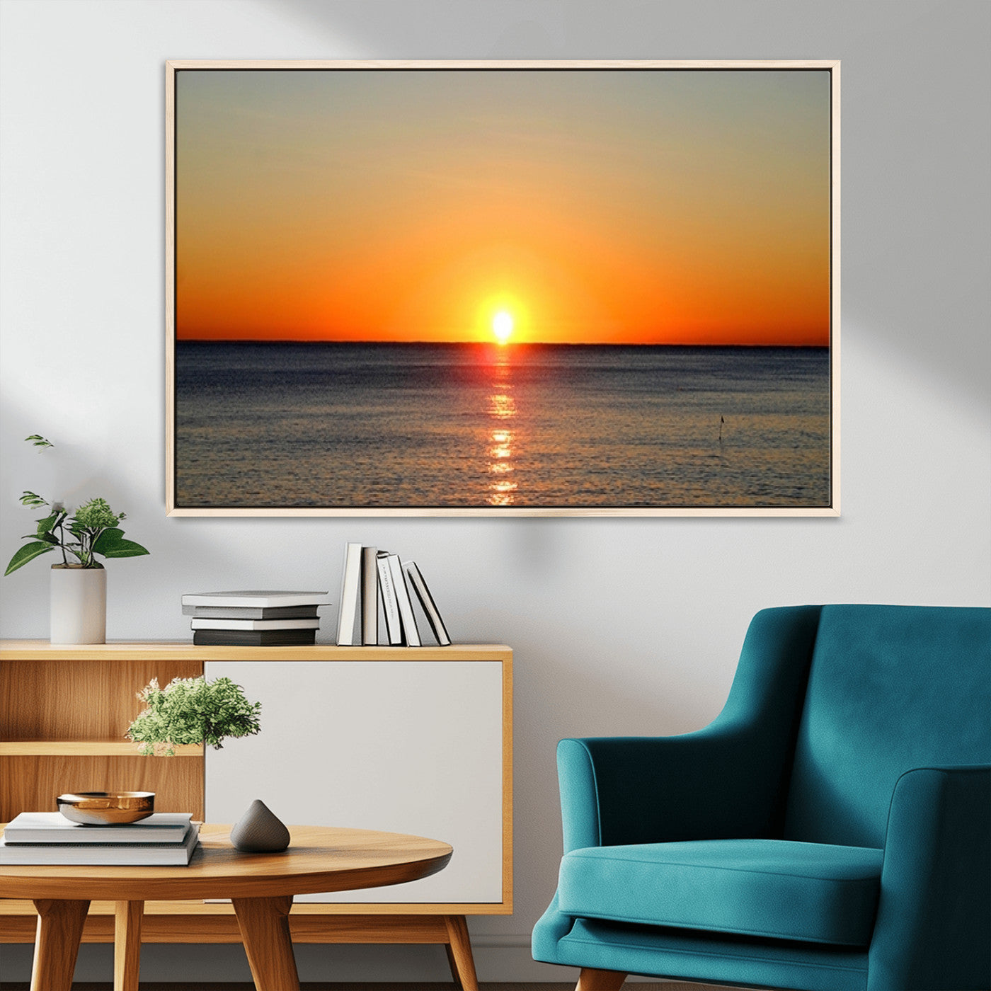 54676-MGV-CV-36X24-Golden Horizon Sunset Over Ocean Wall Art Canvas Print – Tropical Beach Canvas Wall Art – Giclee