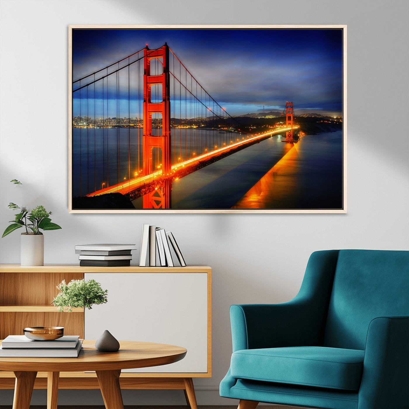 -Large Wall Art San Francisco Canvas Print - Wonderful Golden Gate Bridge at Twilight