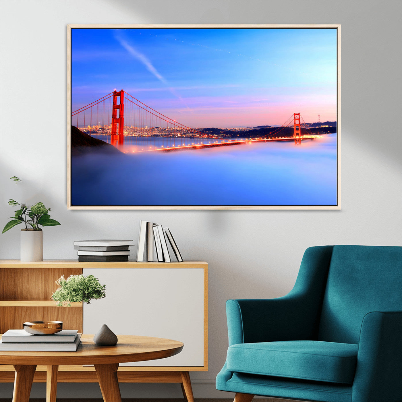 MGV-FC-36X24 - Golden Gate Bridge Wall Art Print, San Francisco Sunset Canvas Wall Art, Cityscape Canvas Print for
