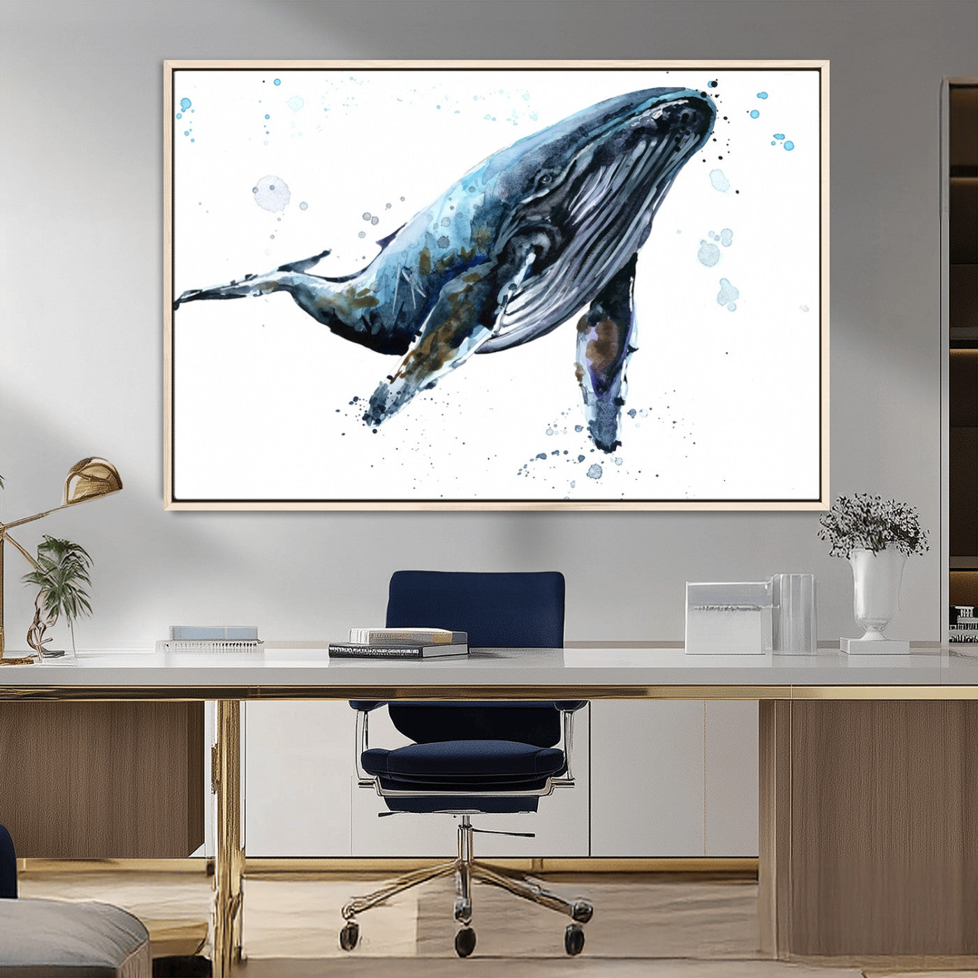 -Watercolor Whale Wall Art Canvas Print