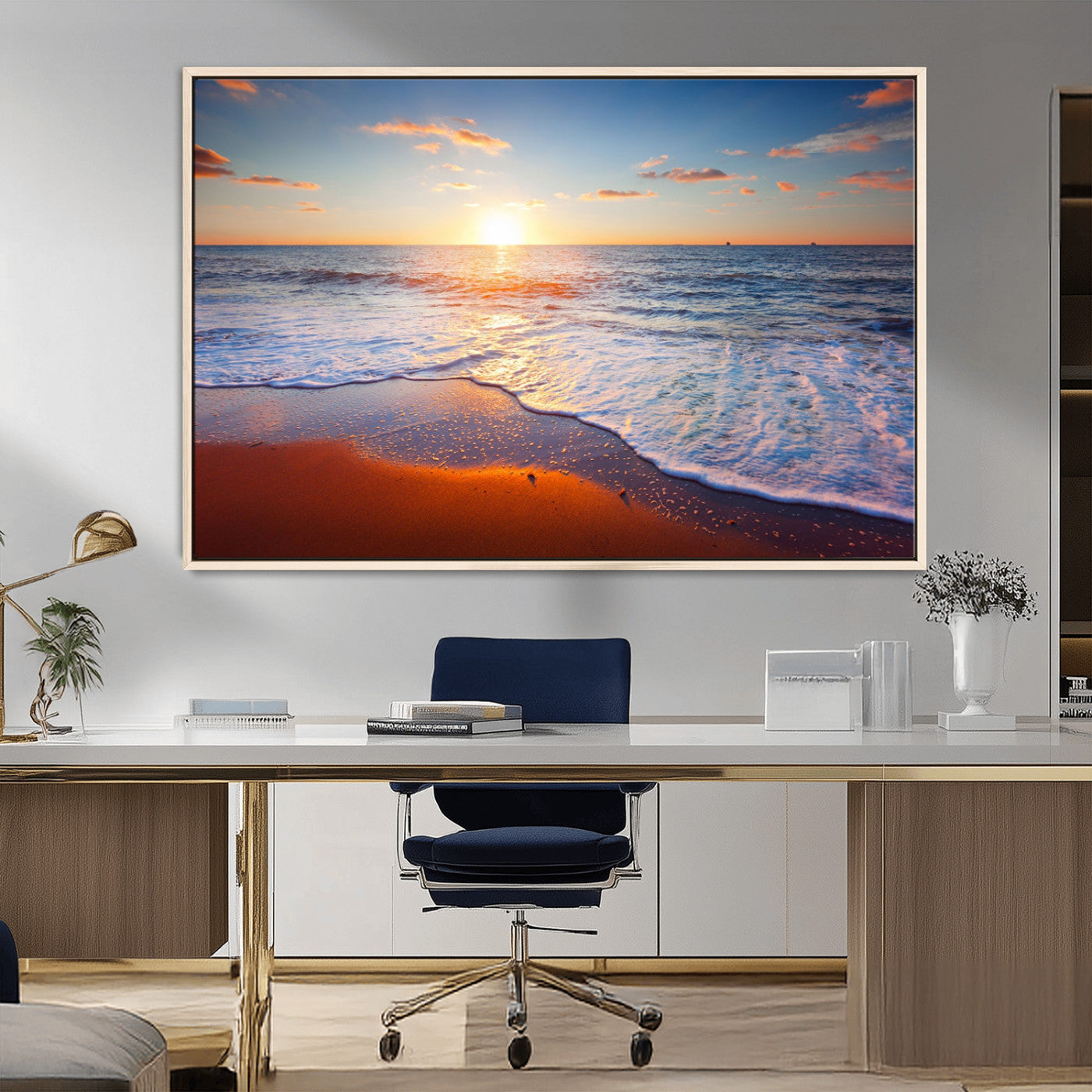 96736-MGV-CV-36X24-Ocean Beach Canvas Wall Art Beach Canvas, Coastal Sunset Tropical Island Beach Sunset Artwork Print