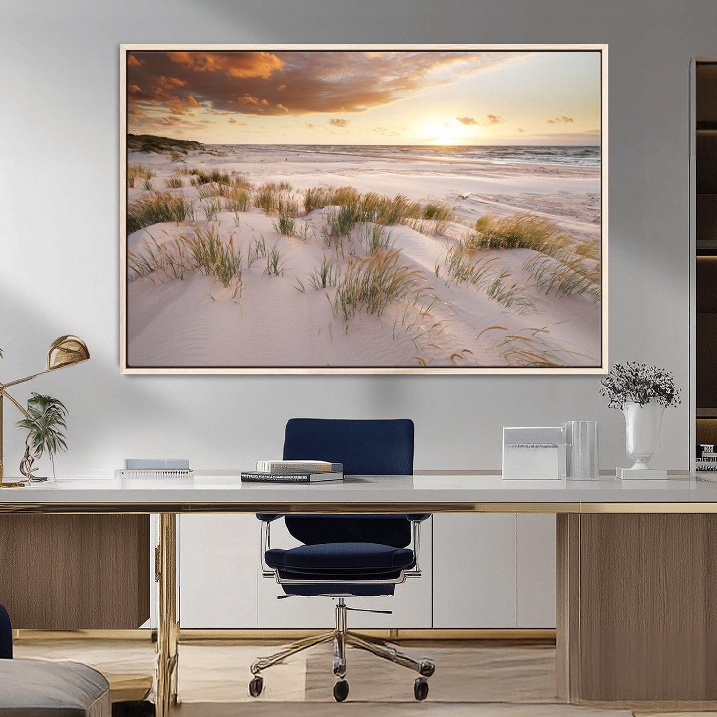 61246-MGV-FC-36X24_Natural-Flight Over Coastal Beach Landscape, Flight Over Coastal Beach Print Canvas Wall Art