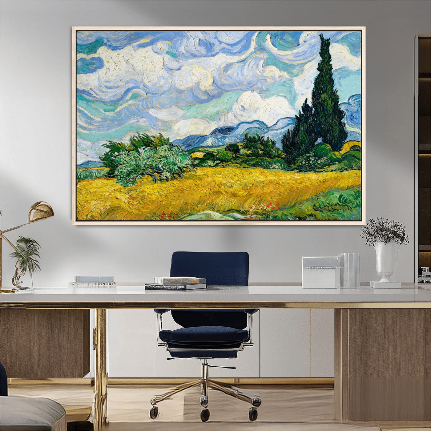97252-MGV-FC-36X24_Natural-Wheatfield With Cypresses By Van Gogh Painting Wall Art Canvas, Wheatfield With Cypresses Canvas