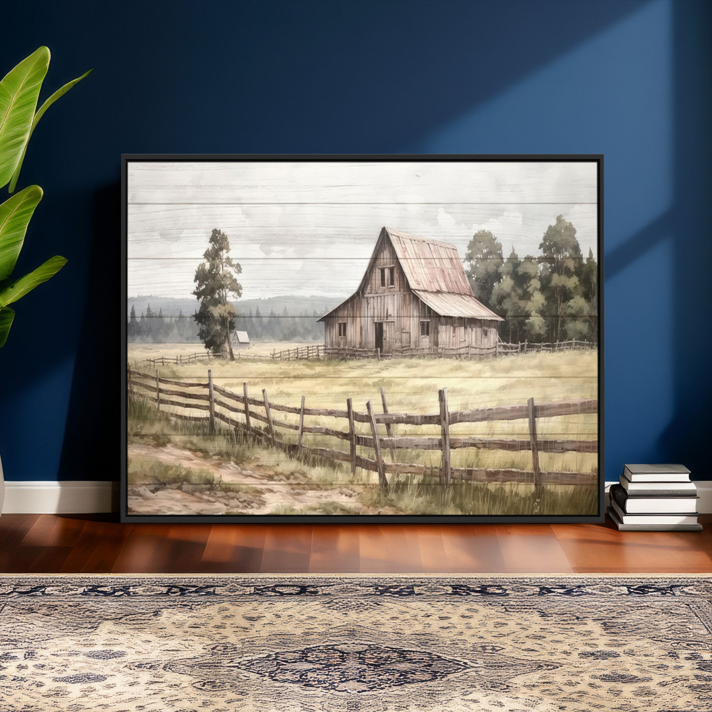 87489-MGV-CV-36X24 - Rustic Farmhouse Barn Wall Art | Framed Gallery Wrap Barn Giclee Canvas Print for Farmhouse Decor