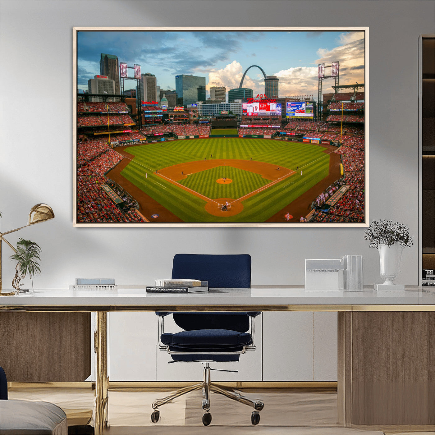 91908-MGV-CV-36X24-Busch Stadium Wall Art Print | St. Louis Cardinals Baseball Stadium Canvas Print | Framed Sports