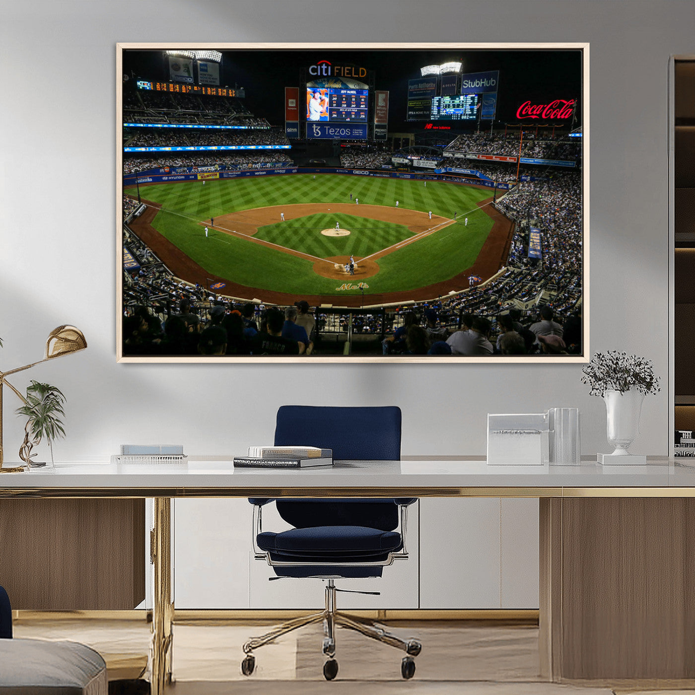 25148-MGV-FC-36X24_Natural-Los Angeles Dodgers Baseball Team Print - California Dodger Stadium Wall Art Canvas Print