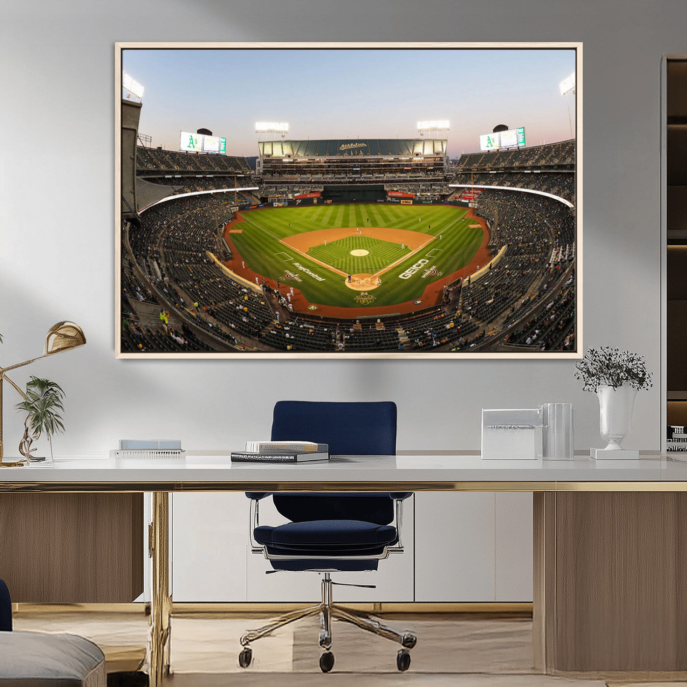 45272-MGV-FC-36X24_Natural-Oakland Athletics Baseball Team Print - RingCentral Coliseum Stadium Wall Art Canvas Print