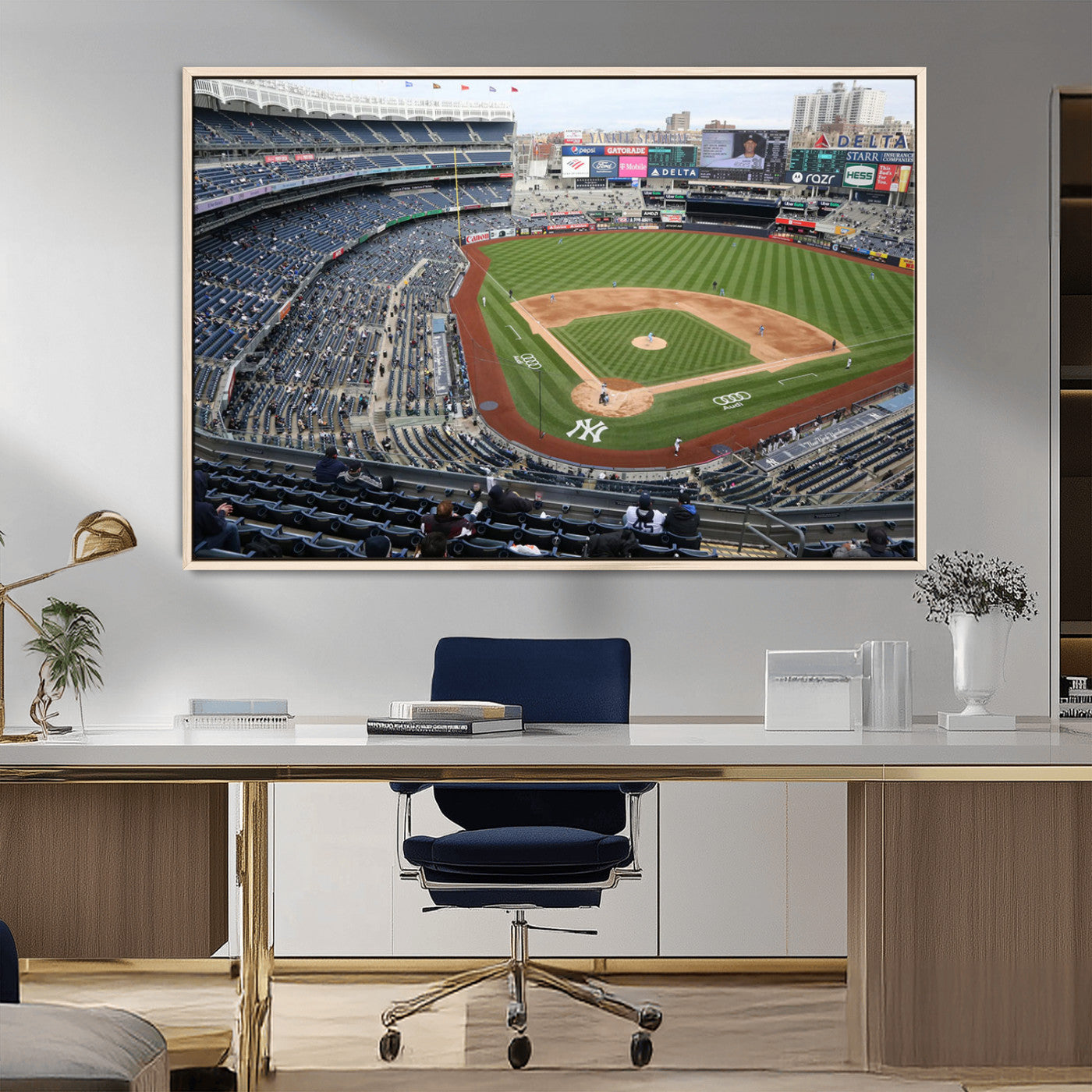 45784-MGV-FC-36X24_Natural-New York Yankees Baseball Team Print - Yankee Stadium Wall Art Canvas Print
