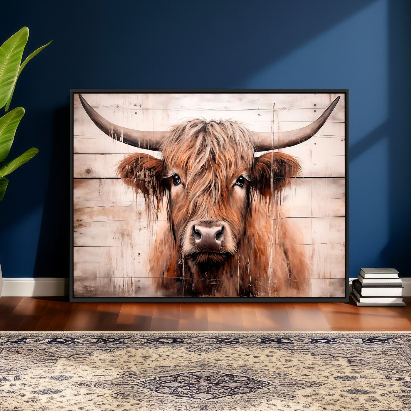 93730-MGV-CV-36X24 - Vintage Scottish Highland Cow Cattle Art Print Farmhouse Wall Art Canvas Print