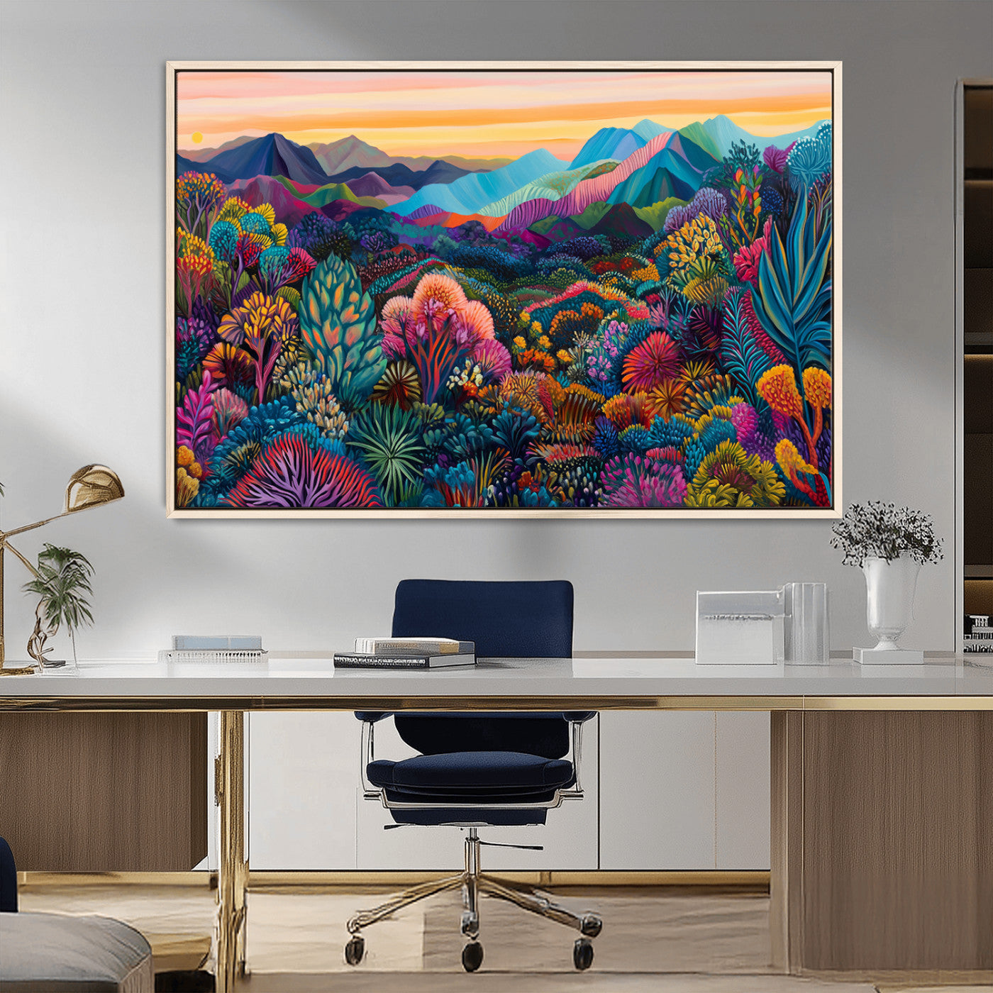 63728-MGV-CV-36X24-Colorful Abstract Landscape Wall Art Print Canvas - Vibrant Modern Decor for Living Room, Office, or