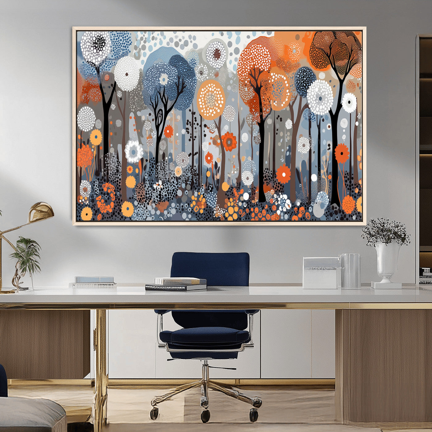 48857-MGV-CV-36X24-Abstract Winter Landscape Canvas Wall Art Print - Large Colorful Nature Wall Decor