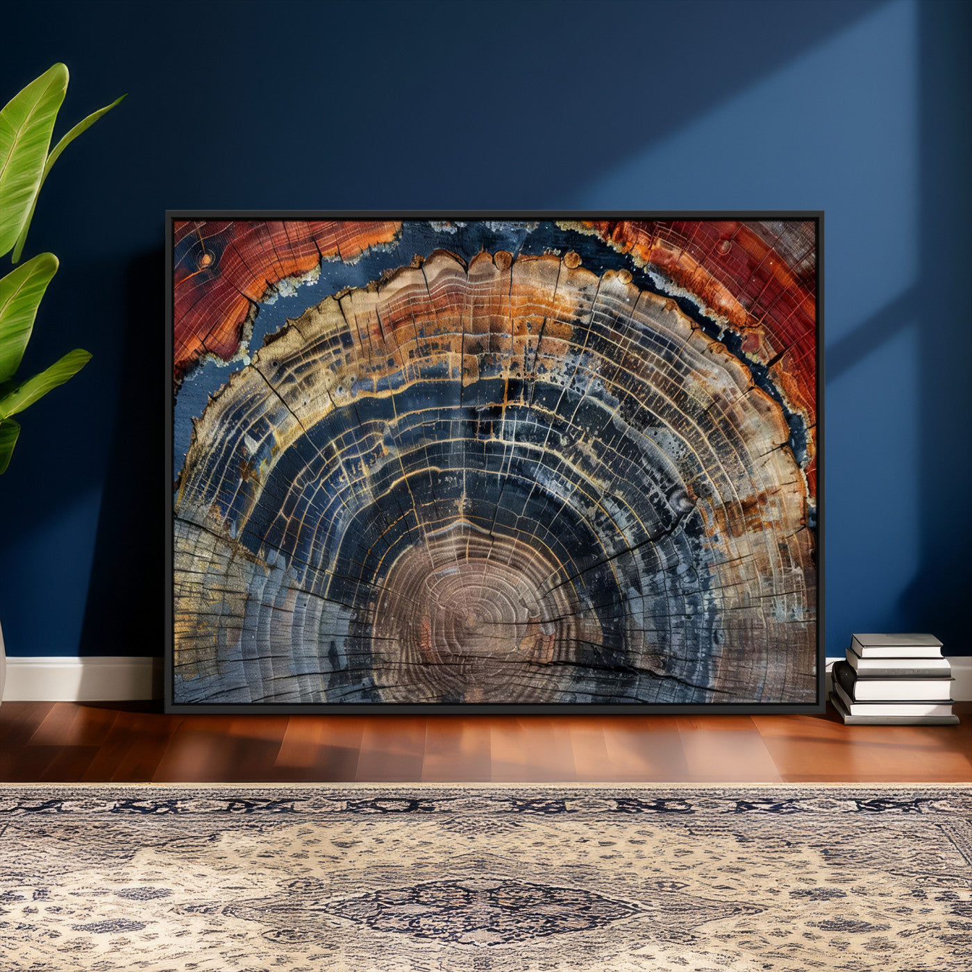 63519-MGV-CV-36X24 - Abstract Tree Ring Wall Art Canvas Print – Colorful Framed Minimalist Nature Tree Rings Home Artwork for Home and Office Decor