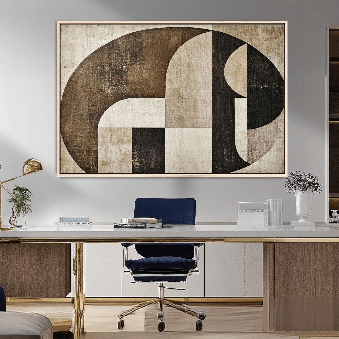 44796-MGV-CV-36X24-Wabi Sabi Abstract Wall Art | Geometric Modern Minimalist Canvas Print with Neutral Mid Century Art
