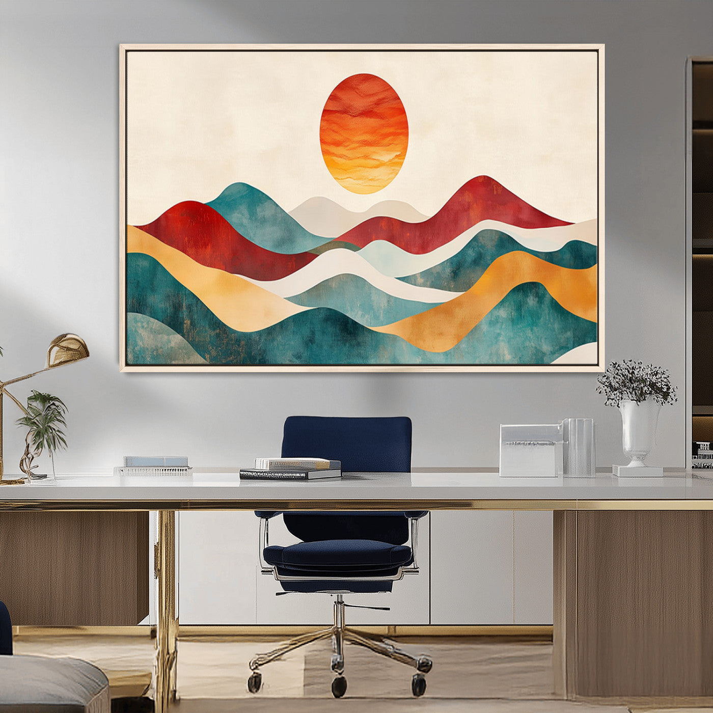 79094-MGV-FC-36X24_Natural-Southwest Mountain Canvas - Boho Triptych Wall Art - Rustic Woodland Nursery Decor - Abstract Nature