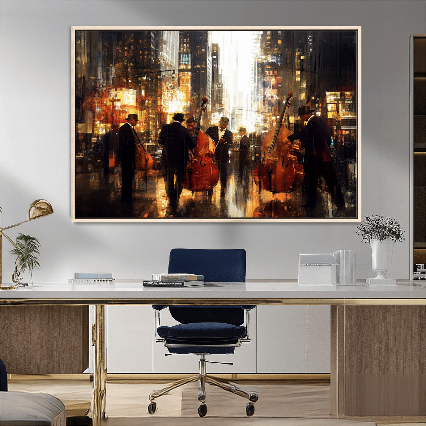 -Abstract Jazz Art Wall Art Canvas Print - Framed Abstract Music Canvas - Colorful Instrument Poster