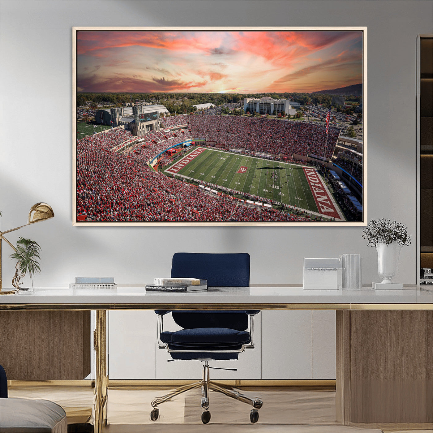 51135-MGV-FC-36X24_Natural-Indiana Memorial Stadium Wall Art Canvas Print, Framed Studium Canvas Art, Indiana Memorial Stadium