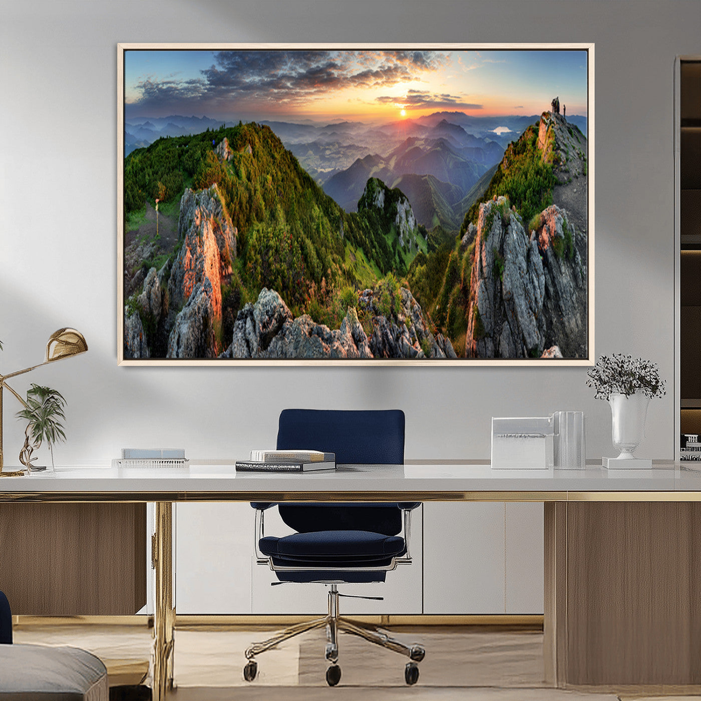 51582565-MGV-FC-36X24_Natural-Mountain Sunset Panoramic Canvas Print – Scenic Wilderness Landscape, Majestic Summit , Multi-Panel