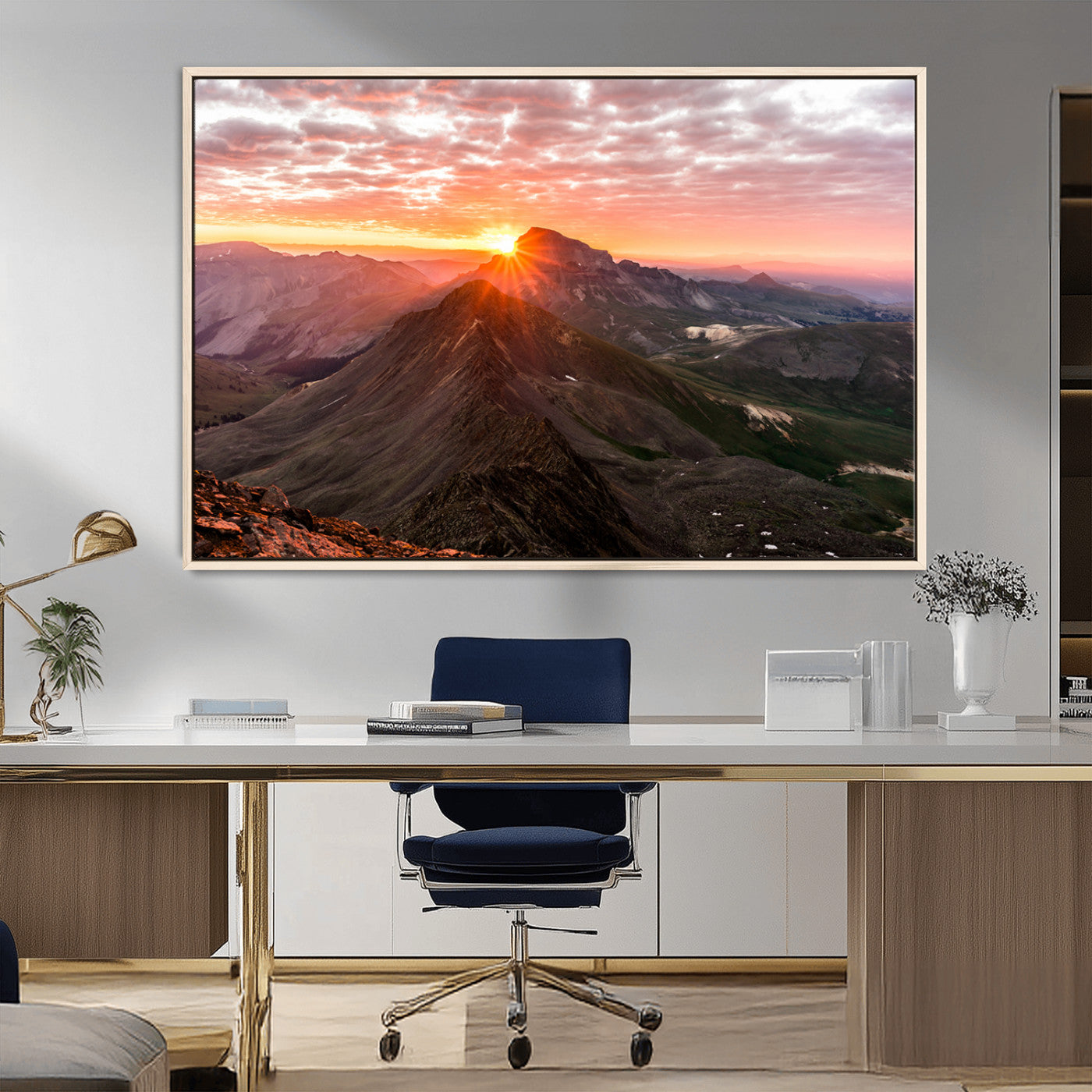 MGV-FC-36X24 - Majestic Sunrise Wall Art – Canvas Print of Rugged Mountain Peaks, Vibrant Sky, Serene Landscape, Nature Decor for Home or Office