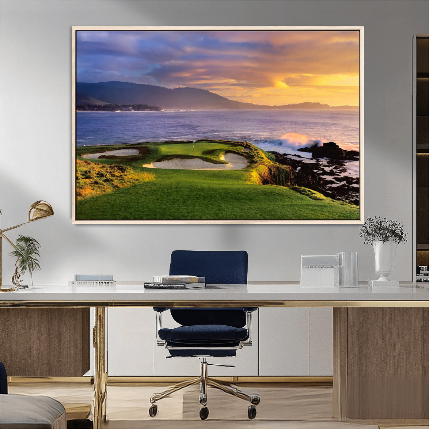73699248-MGV-CV-36X24-Pebble Beach Golf Wall Art Canvas Print – Iconic Coastal Golf Course Artwork for Home, Office, Living Room