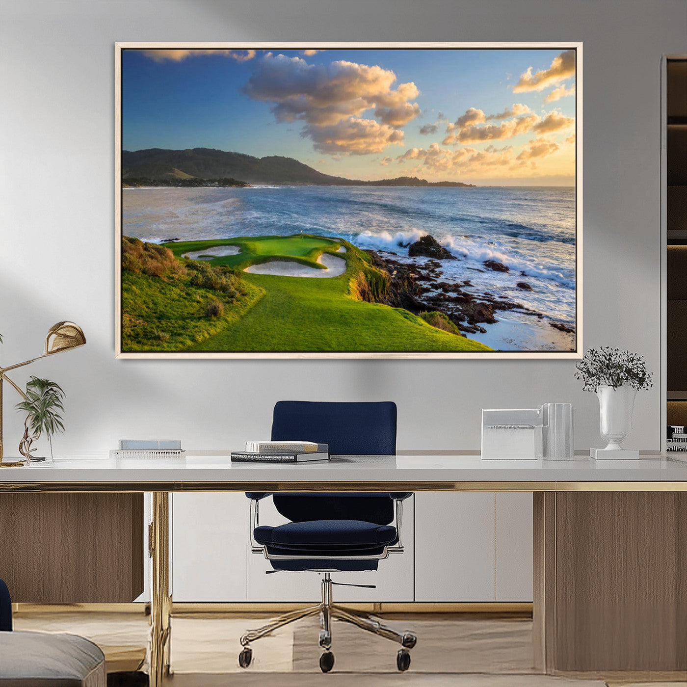 50107048-MGV-CV-36X24-Pebble Beach Golf Links Wall Art Canvas Print – Iconic Coastal Golf Course Artwork for Home, Office, Living Room