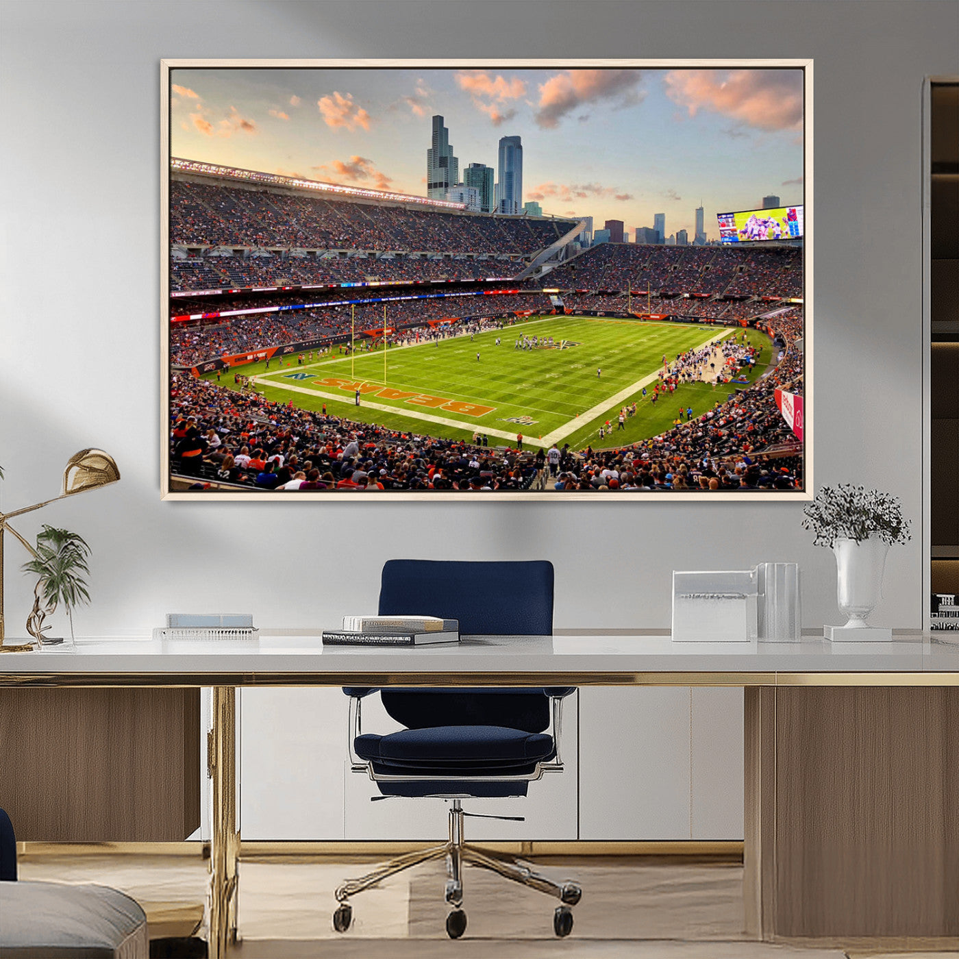 -Chicago Bears Soldiers Field Wall Art Canvas Print – Framed Football Stadium Artwork for Home, Office, Living Room