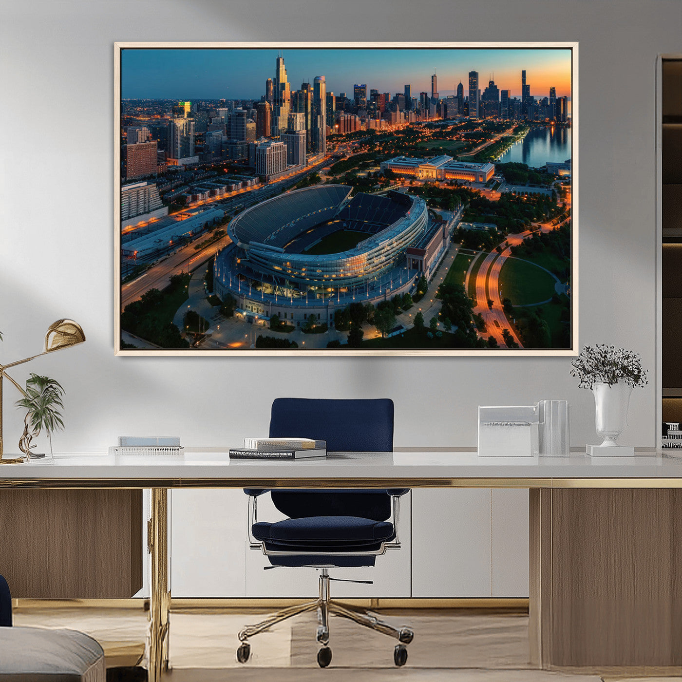 -Chicago Bears Soldiers Field Wall Art Canvas Print – Framed Football Stadium Artwork for Home, Office, Living Room