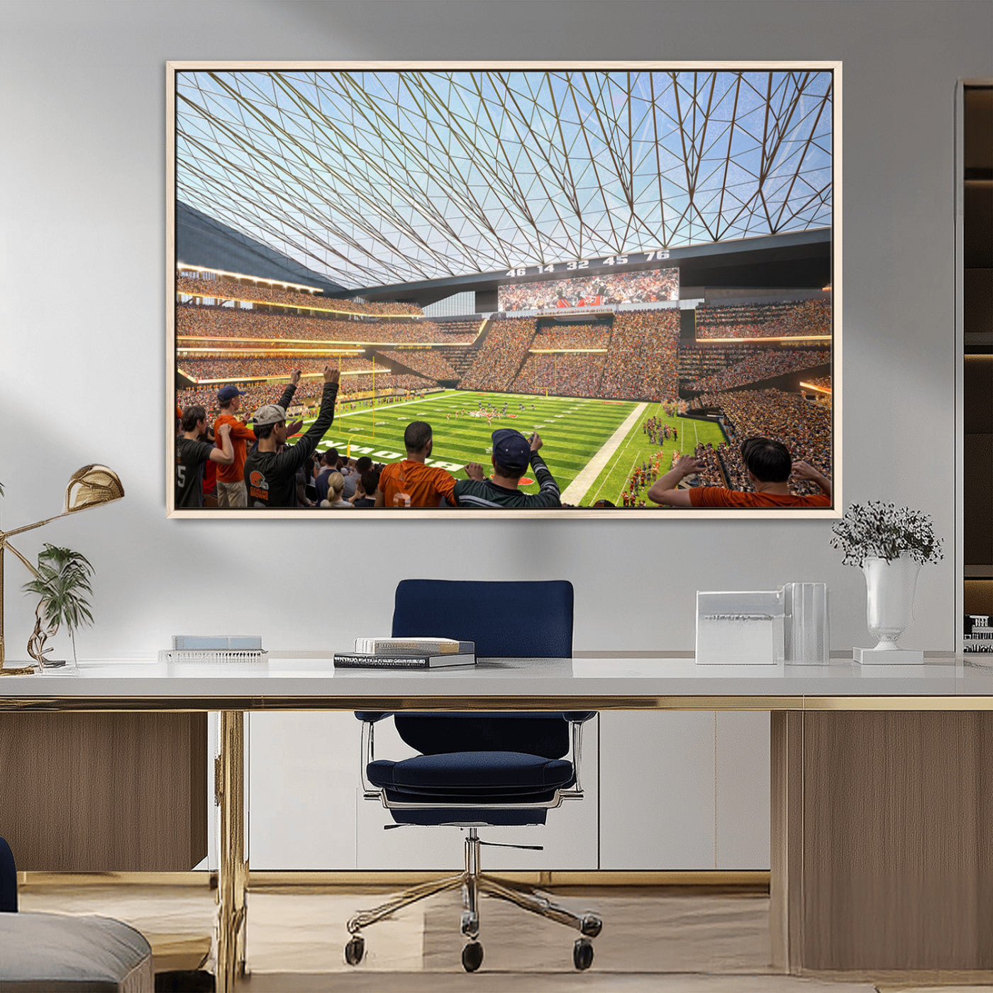 -Cleveland Browns Stadium Wall Art Canvas Print – Framed NFL Football Arena Artwork for Home, Office, Living Room