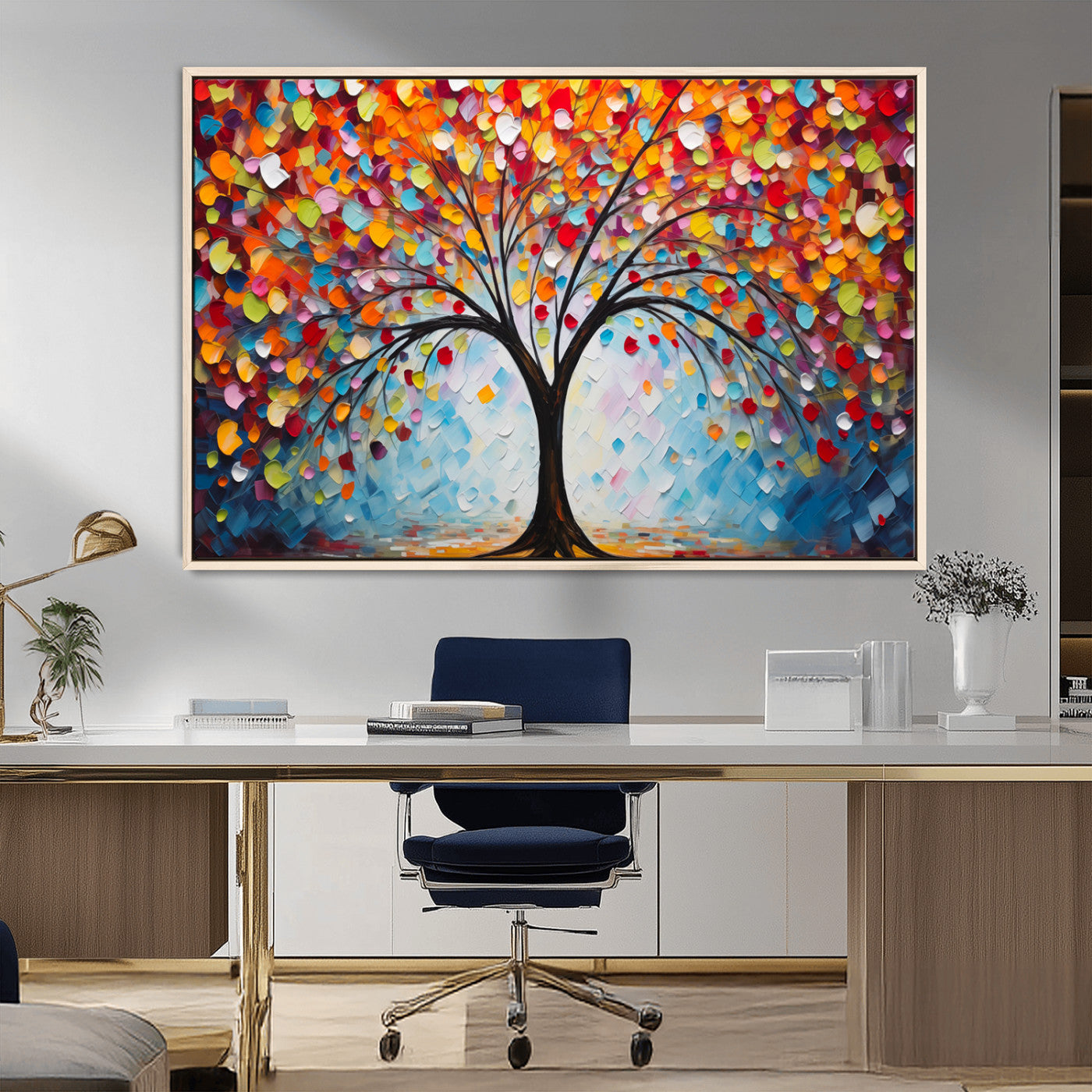 HS2447-MGV-CV-36X24-Vibrant Tree of Life Canvas Wall Art – Colorful Abstract Nature in Modern Decor - Ready to Hang