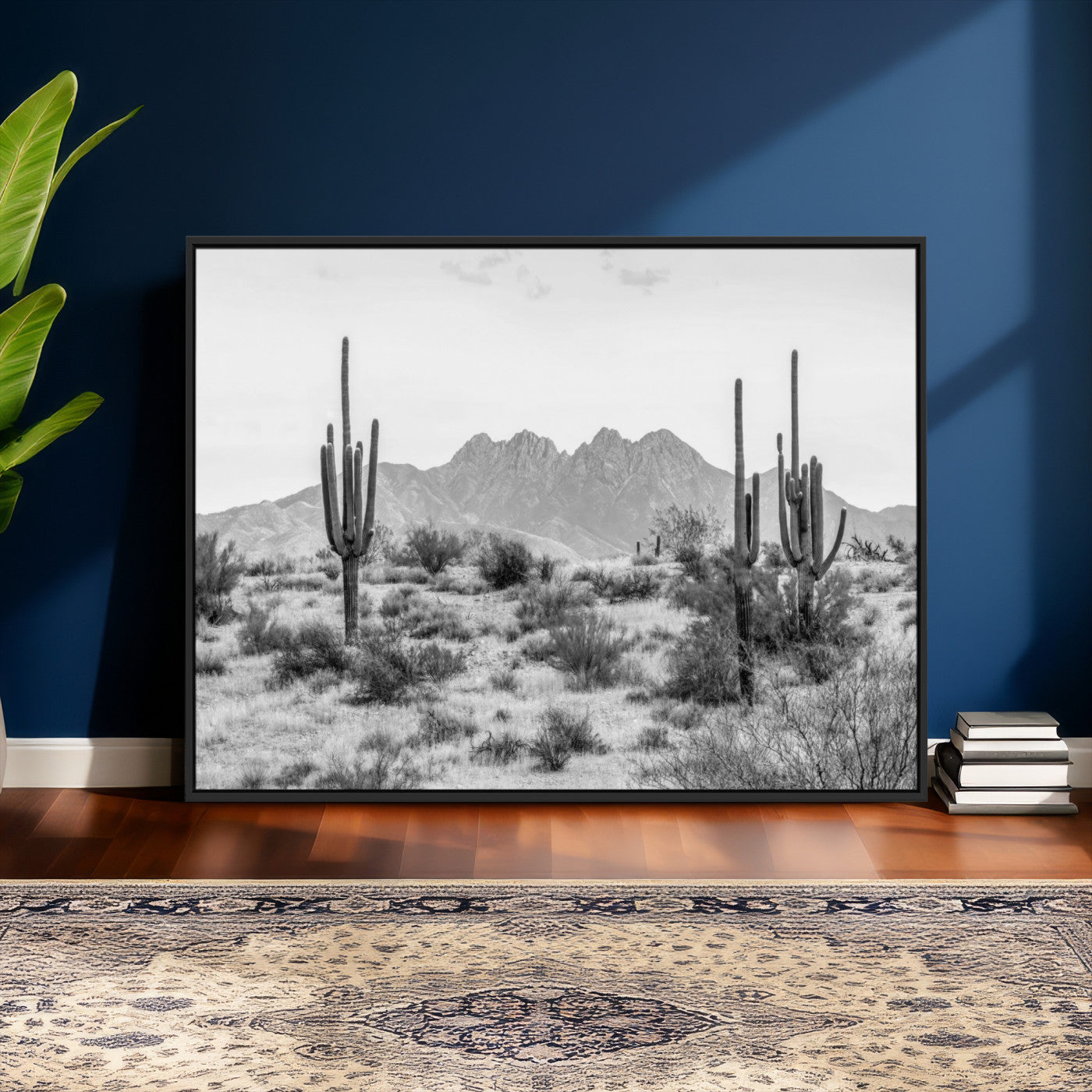 97436PHN-MGV-CV-36X24 - Black White Arizona Desert Canvas Wall Art Cactus Farmhouse Wall Art