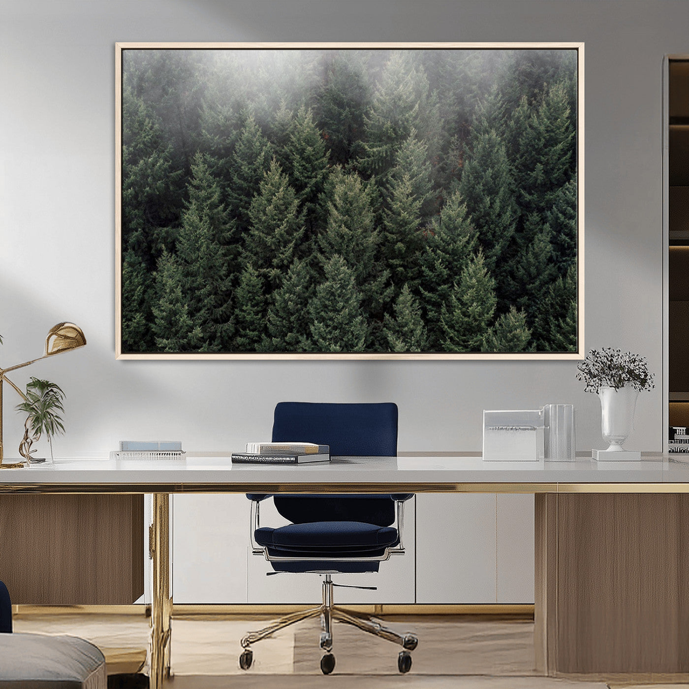 -Dense Evergreen Forest Misty Morning Fog Pine Trees Woodland Nature Landscape Calm Peaceful Scenic