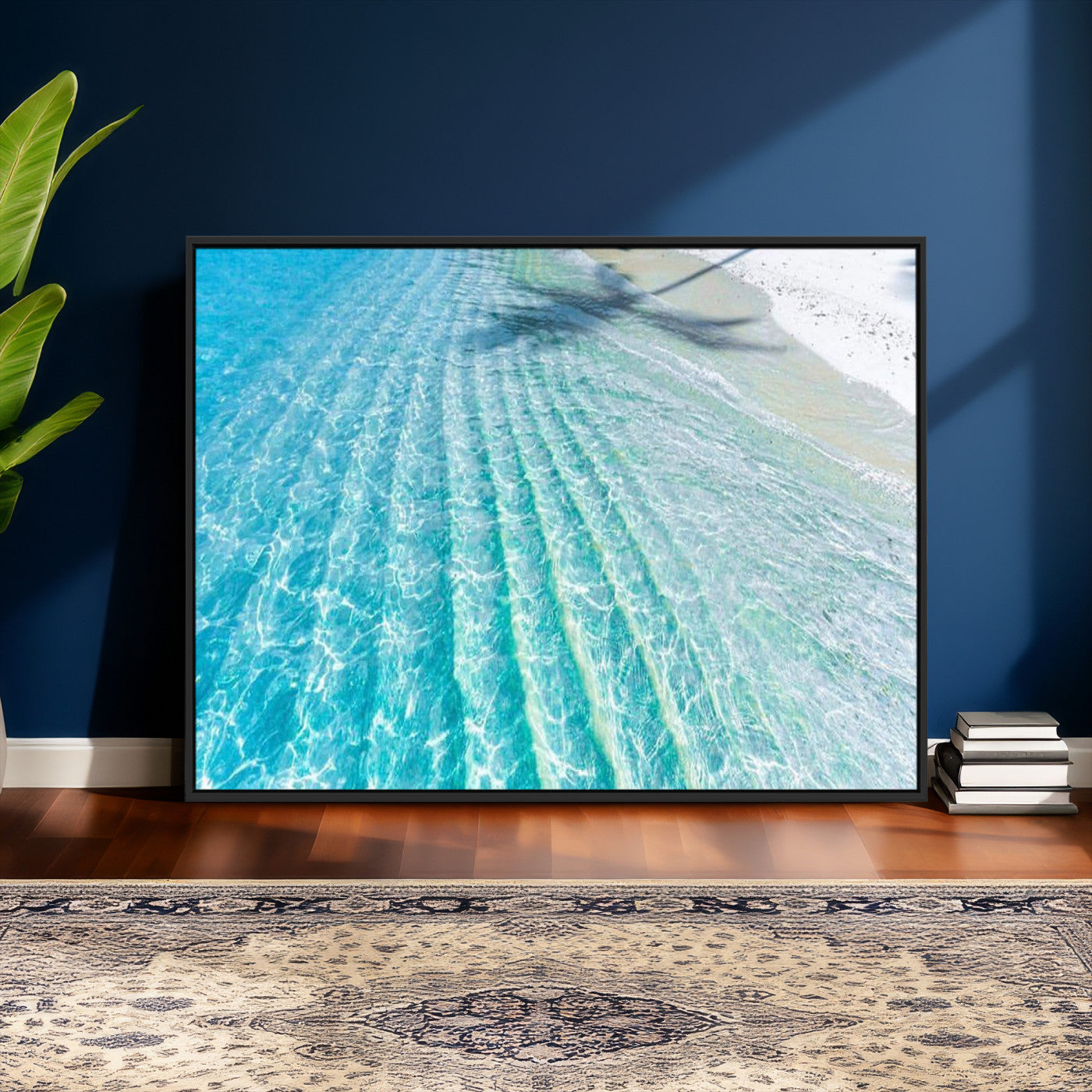 46233906-MGV-CV-36X24 - Serene Clear Blue Ocean Water Canvas Wall Art – Soft White Sand Shore Coastal Print for Home Decor, Relaxation, and Tranquil Vibes