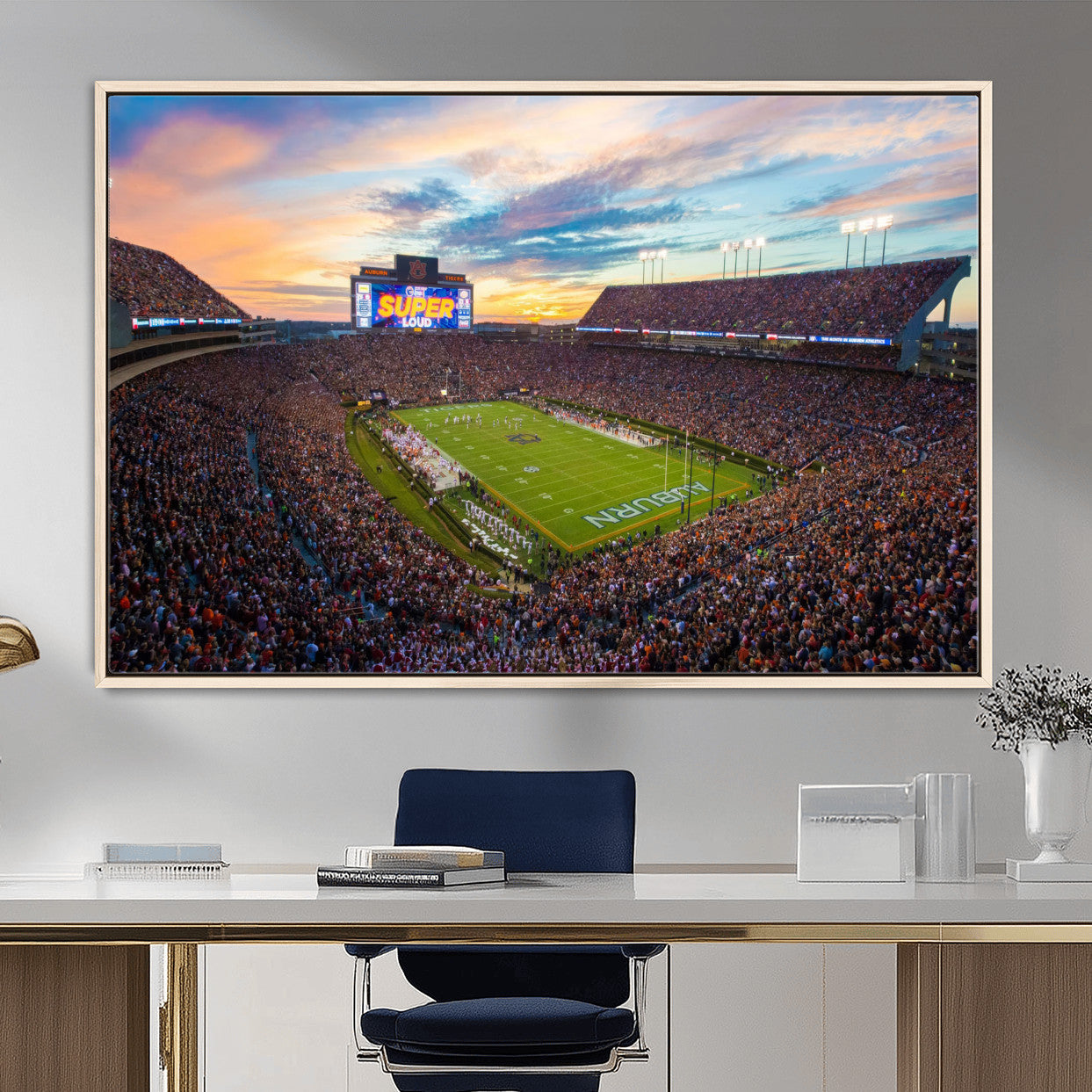 29755746-MGV-CV-36X24-Jordan-Hare Stadium Wall Art Canvas Print, Football Stadium Aerial View, College Sports Art for Man Cave or Game Room