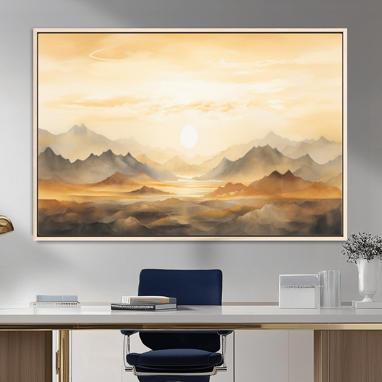 Nihat1-29-MGV-CV-36X24-Sepia Color Abstract Mountain Wall Art Canvas Print
