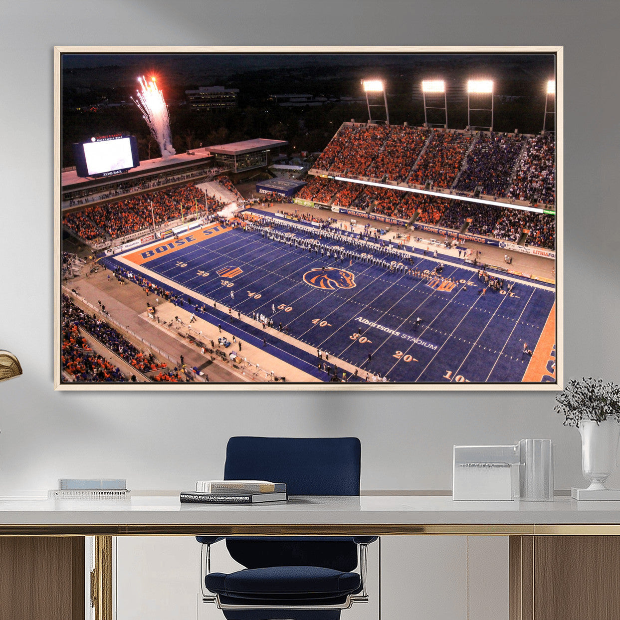 BS1001S-MGV-FC-36X24 - Boise State Broncos Albertsons Stadium Wall Art Canvas Print