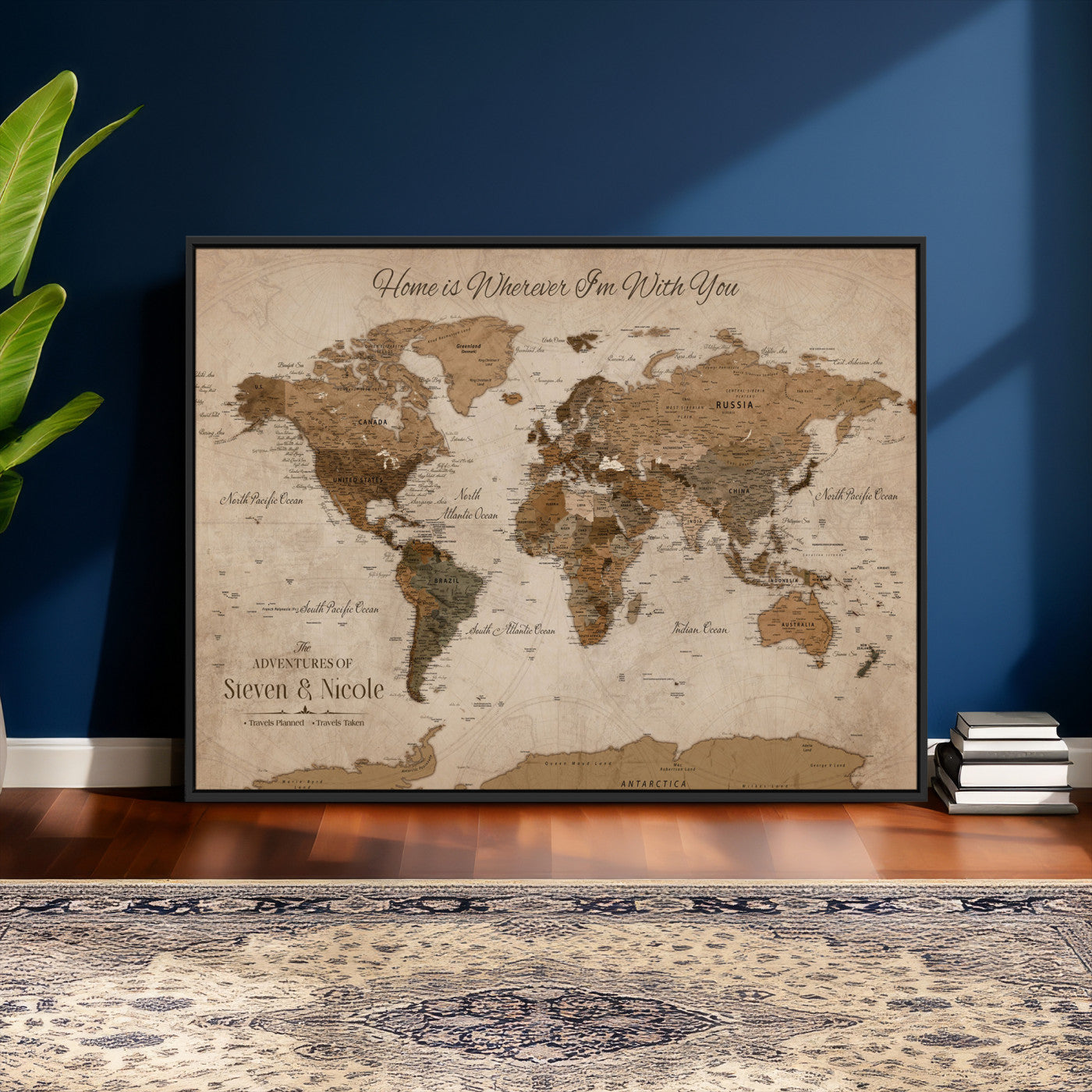 16491190-MGV-FC-36X24 - Personalized Push Pin World Map Wall Art Canvas Print with Pins – Customize Travel Tracker Map for Home and Office Décor