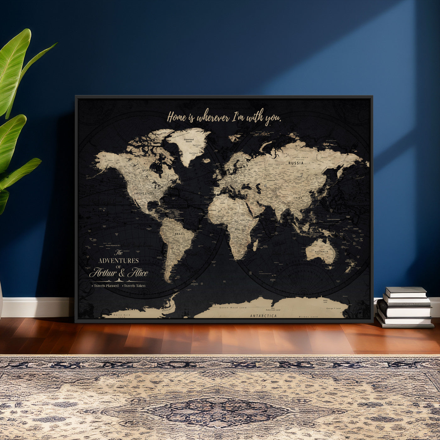 31416046-MGV-CV-36X24 - Custom Push Pin World Map Wall Art Canvas Print – Personalized Travel Tracker with Pins Framed Large for Home and Office Decor