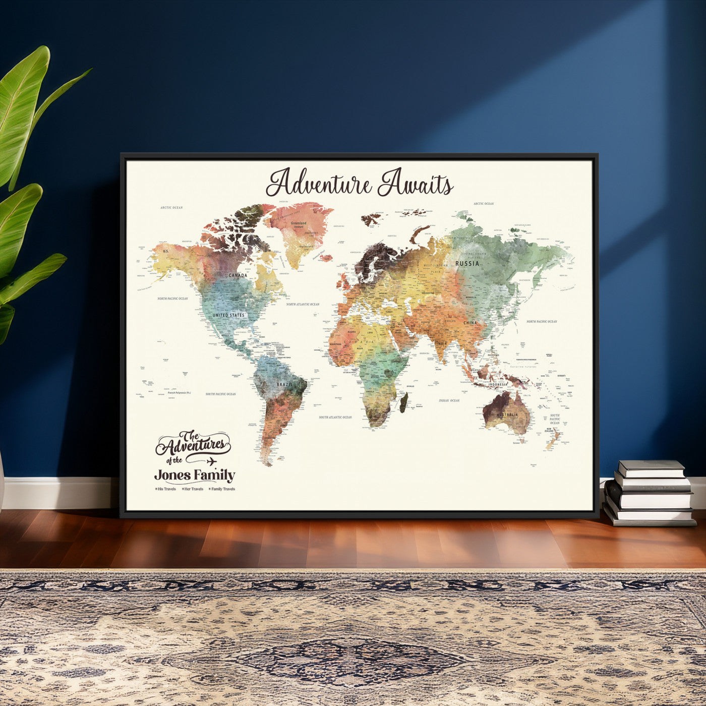 73360781-MGV-CV-36X24 - Custom Push Pin World Map Wall Art Canvas Print – Personalized Travel Tracker - NEWMAP-7