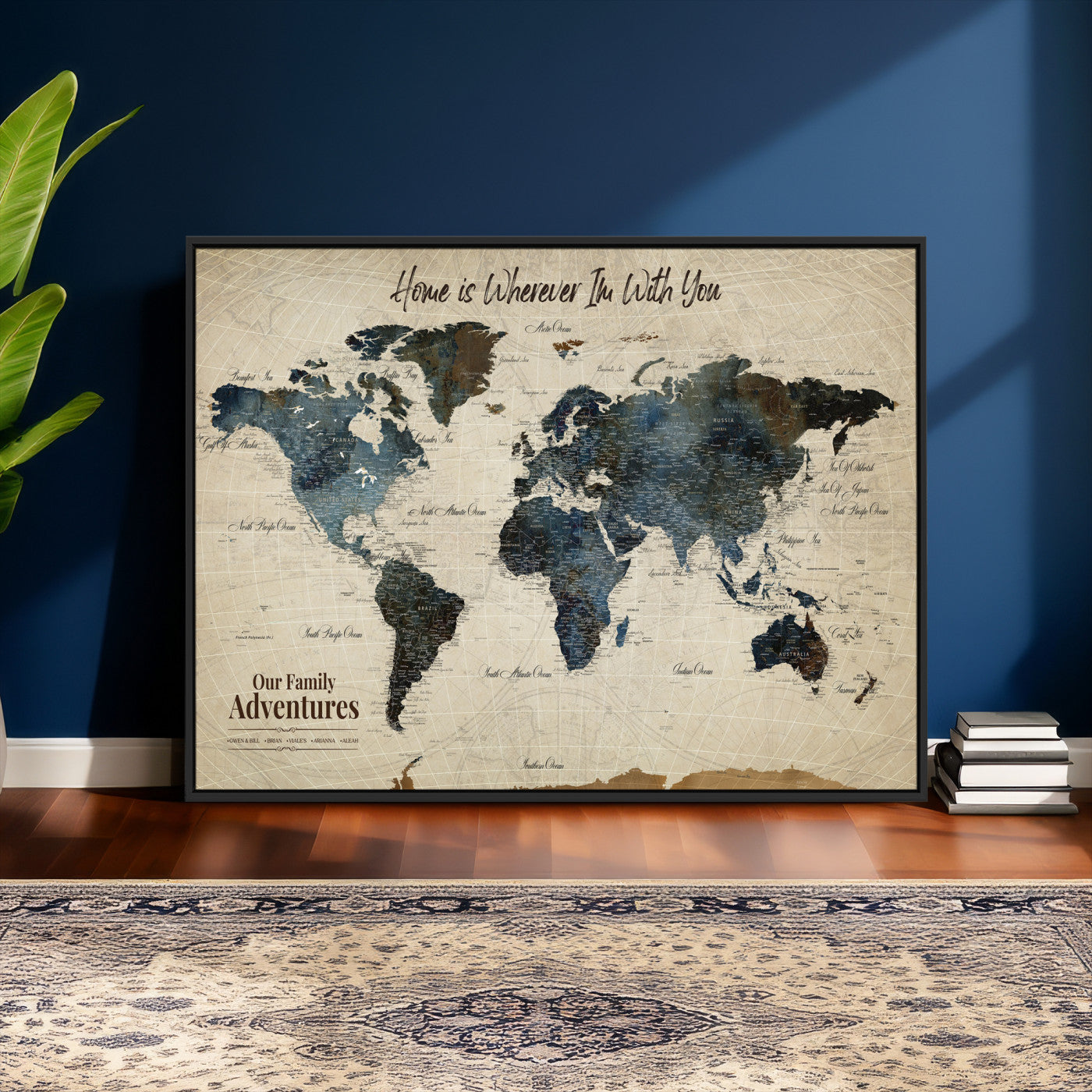 51383535-MGV-CV-36X24 - Custom Push Pin World Map Wall Art Canvas Print – Personalized Travel Tracker with Pins Framed Large for Home and Office Decor