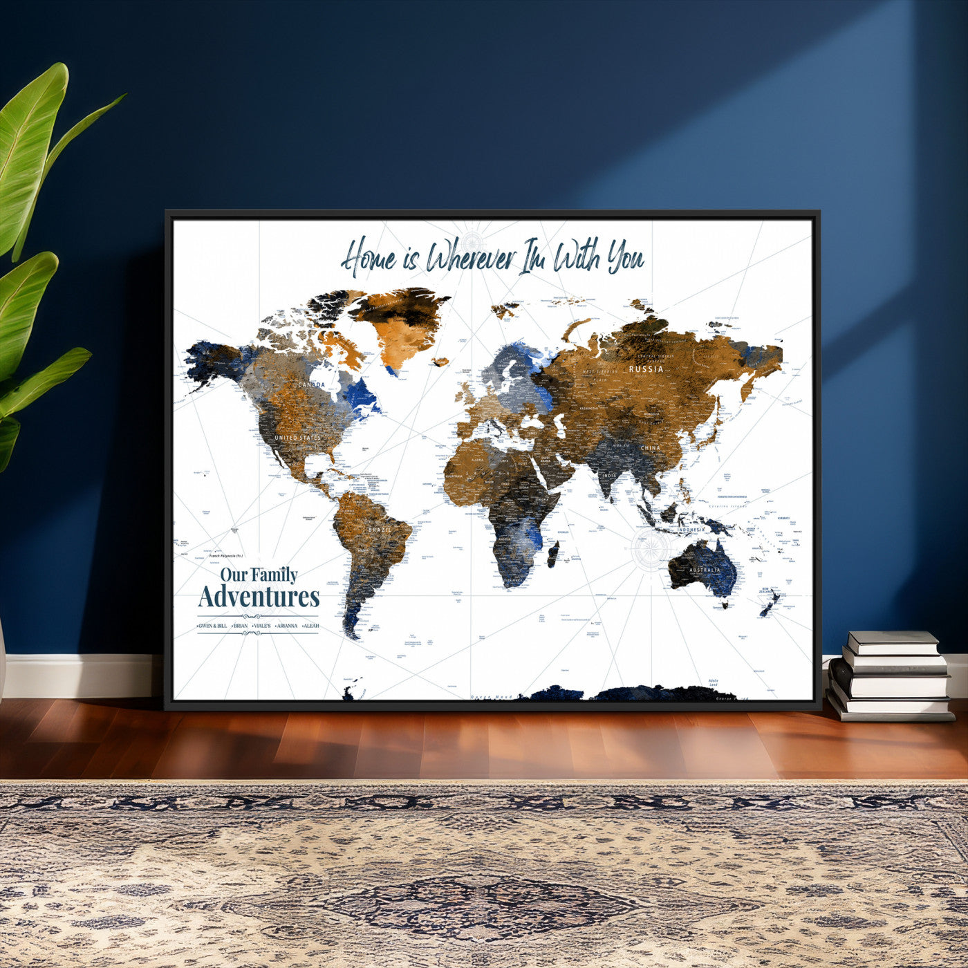 75259864-MGV-CV-36X24 - Custom Push Pin World Map Wall Art Canvas Print – Personalized Travel Tracker with Pins Framed Large for Home and Office Decor