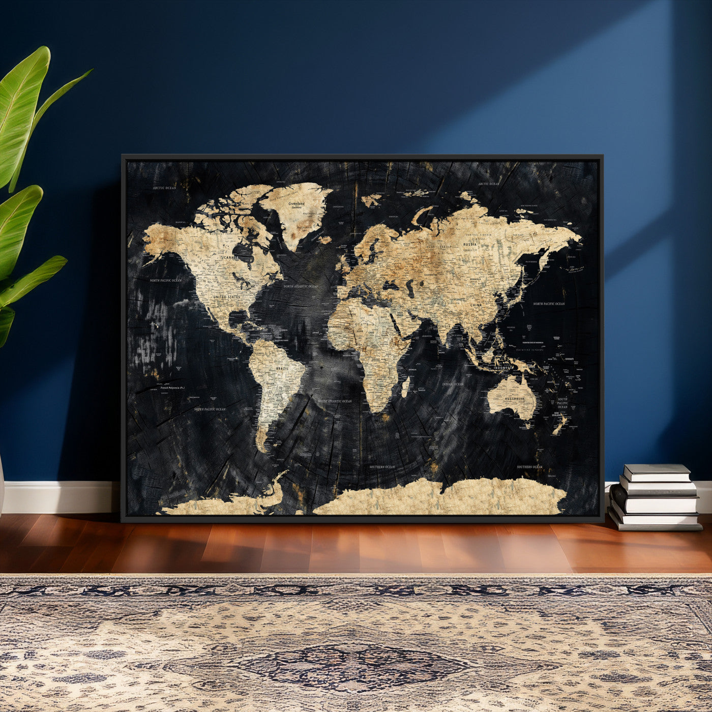 45535041-MGV-CV-36X24 - World Map Wall Art Canvas Print, Modern Decorative Framed Map Artwork Prints for Living Room, Office, Bedroom Wall Decor