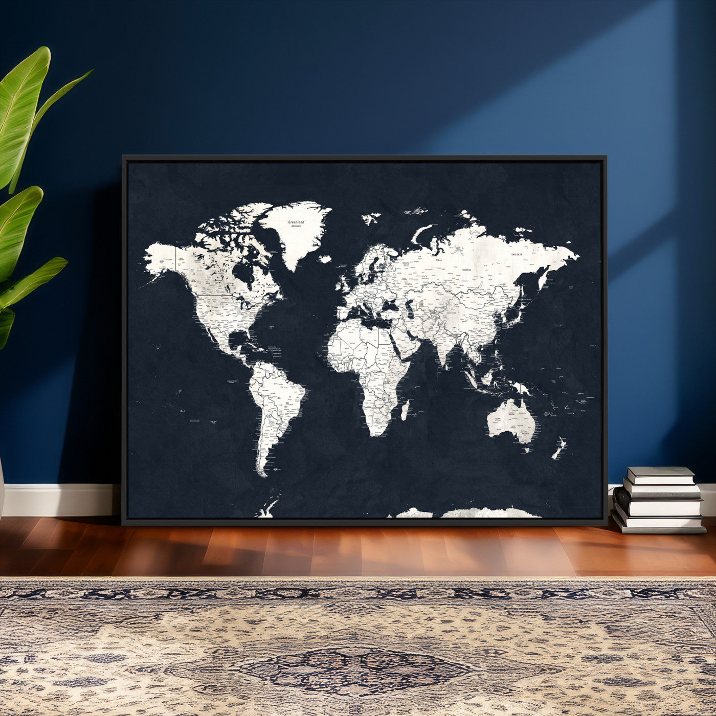 11963807-MGV-CV-36X24 - World Map Wall Art Canvas Print, Modern Decorative Framed Map Artwork Prints for Living Room, Office, Bedroom Wall Decor
