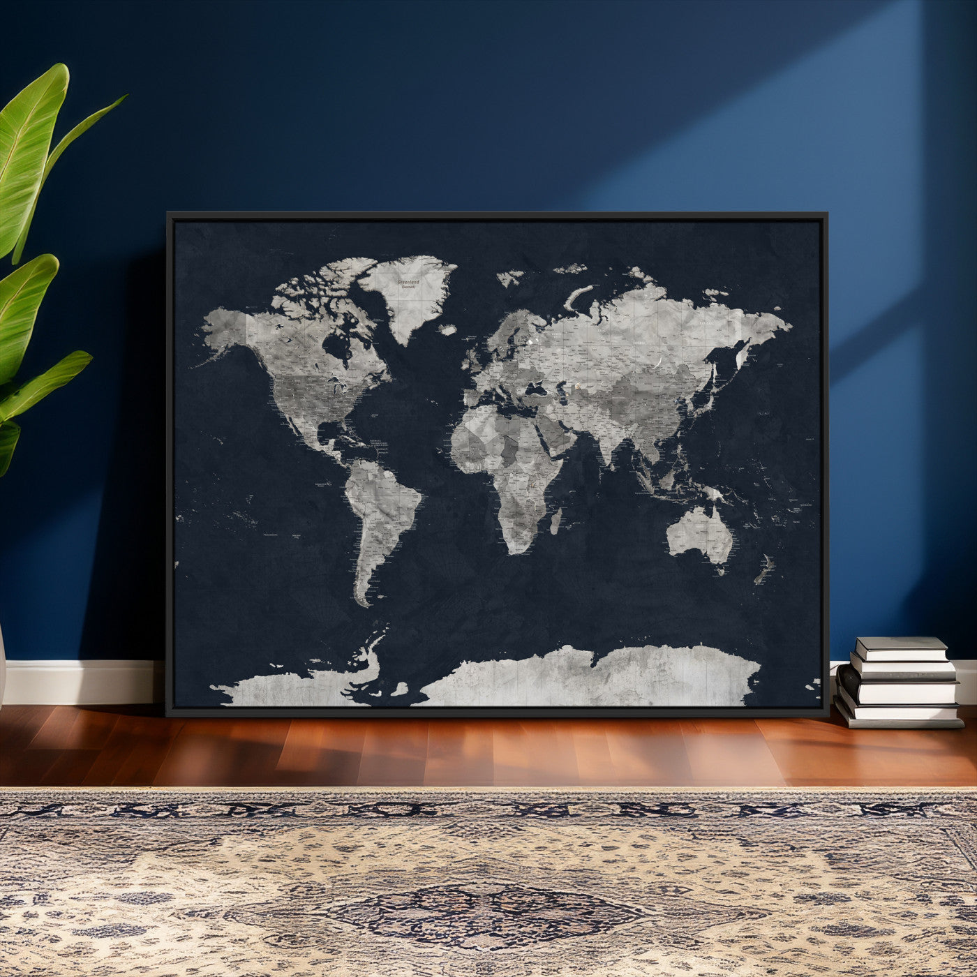 53886659-MGV-CV-36X24 - World Map Wall Art Canvas Print, Modern Decorative Framed Map Artwork Prints for Living Room, Office, Bedroom Wall Decor