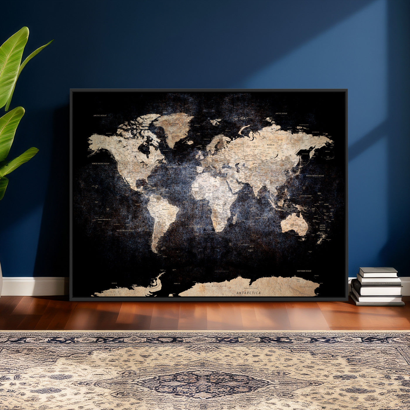 56713386-MGV-CV-36X24 - World Map Wall Art Canvas Print, Modern Decorative Framed Map Artwork Prints for Living Room, Office, Bedroom Wall Decor
