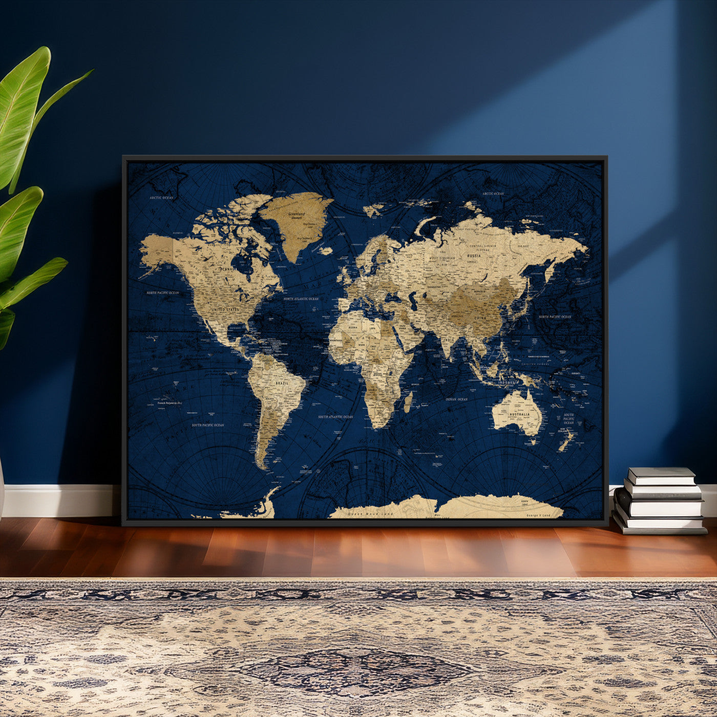 54770746-MGV-CV-36X24 - World Map Wall Art Canvas Print, Modern Decorative Framed Map Artwork Prints for Living Room, Office, Bedroom Wall Decor